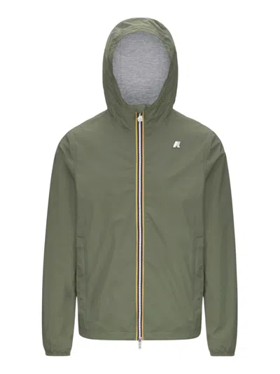 K-way Men's Hooded Zip-front Windbreaker Jacket In Green