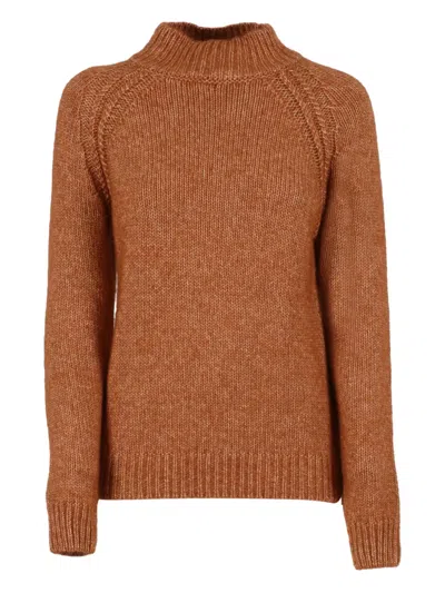 K-way Mock-neck Raglan-sleeve Sweater In Brown