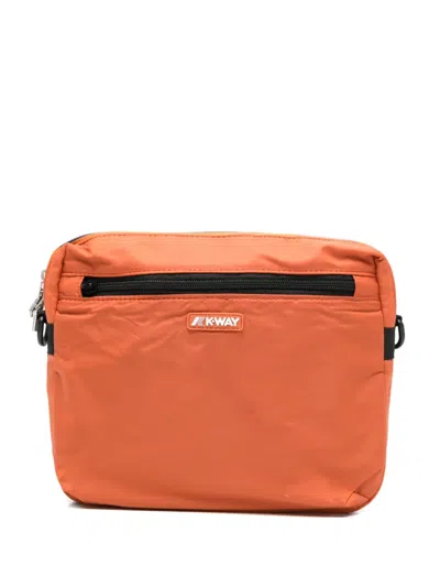 K-way Moire Cross Body Bag In Orange