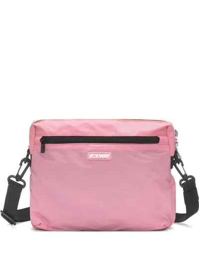 K-way Moire Messenger Bag In Pink