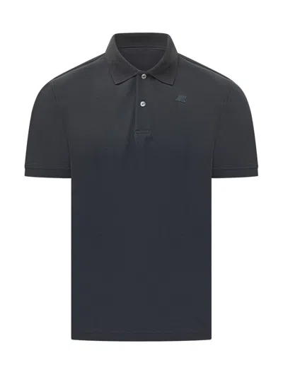 K-way Navy Blue Logo Shirt Collar Polo