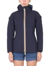 K-way Navy Blue Solid Hood Jacket In Blue