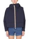 K-way Navy Blue Solid Hood Jacket In Blue
