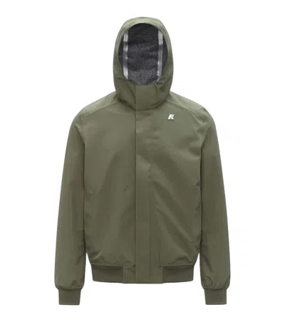 K-way Olive Regular Hood Jacket In Green
