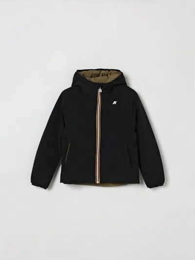 K-way Kids'  P. Jack Reversible And Quilted Nylon Hooded Jacket For Boys In Black