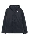 K-way Padded Design Hooded Jacket With Front Zip And Welt Pockets In Black