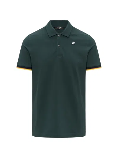 K-way Piqué Contrast Sleeve Polo Shirt In Green