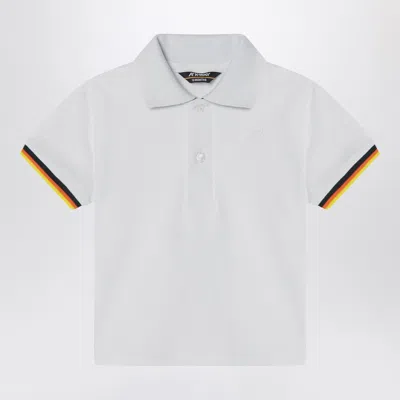 K-way Piqué Polo Shirt With Contrast Sleeve Trim In White