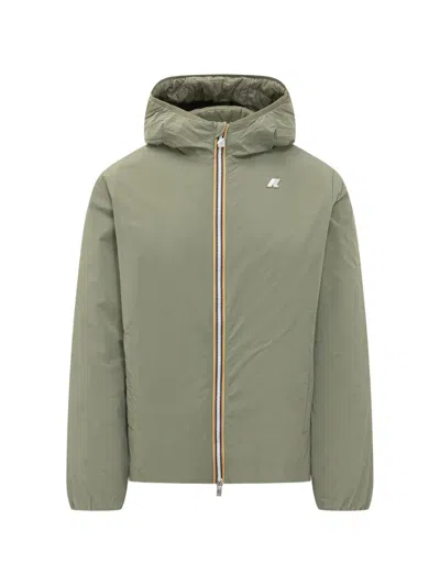 K-way Plain Warm Hooded Jacket In Green