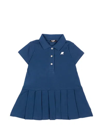 K-way Babies' Pleated Polo Dress In Blue