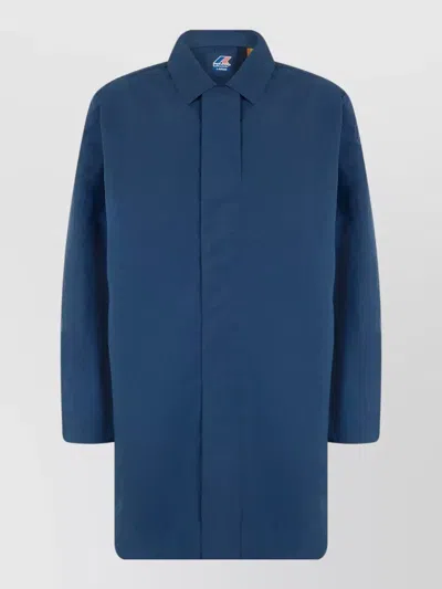 K-way Poirol Technical Quilted Longline Jacket In Blue