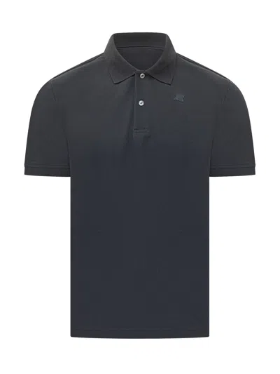 K-way Polo Ameofe In Piquet Mini With Logo In Blue Depth