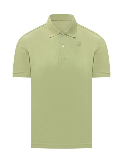 K-way Polo Mini In Piquet With Logo In Green Dk Lime