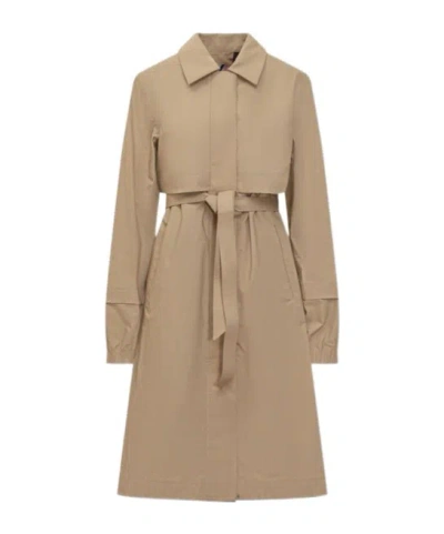 K-way Poplin Trench Coat In Brown