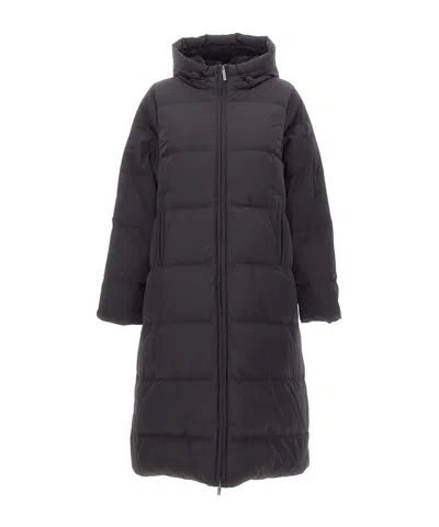 K-way Quilted Hooded Coat In Black