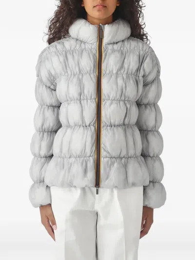 K-way Quilted Hooded Jacket In Gray