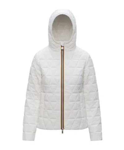 K-way Quilted Hooded Zip-up Jacket In Brown