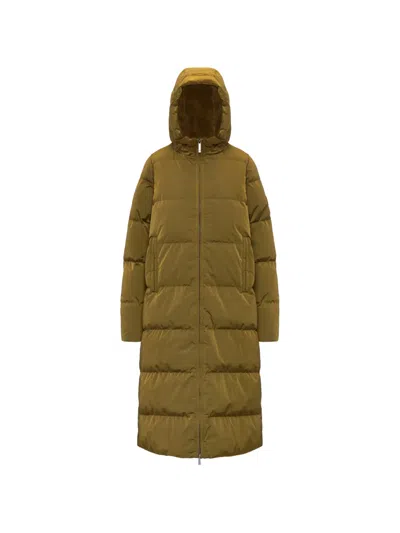 K-way Quilted-hooded Parka Coat In Green