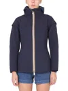 K-way Navy Blue Solid Hood Jacket In Blue
