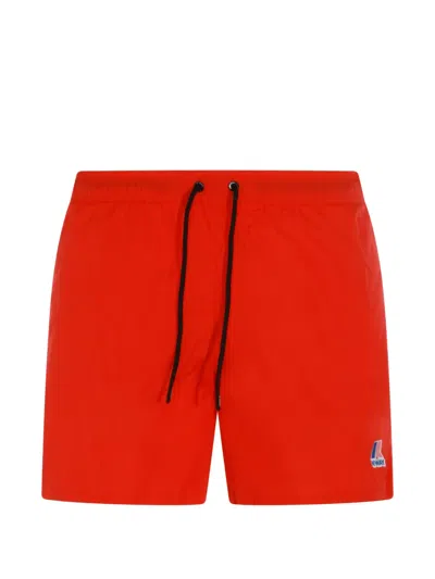 K-way 르 브레 올리비에 드로스트링 로고 스윔 쇼츠 In Red
