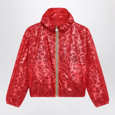 K-way Red Laurette Jacket With Laminated Print
