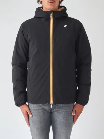 K-way Reversible Hooded Windbreaker In Recycled Nylon In Black