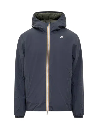 K-way Reversible Rain Jacket With Hood In Blue D Green