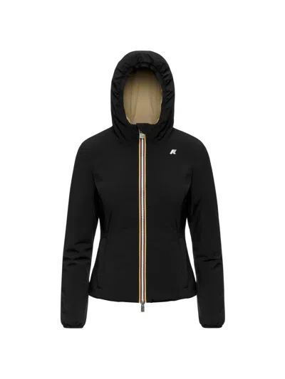 K-way Reversible Short Jacket With Waterproof Layer And Insulation In Black