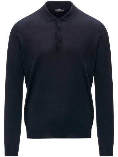 K-way Rey Wool Silk Cashmere Long-sleeve Polo Sweater In Brown