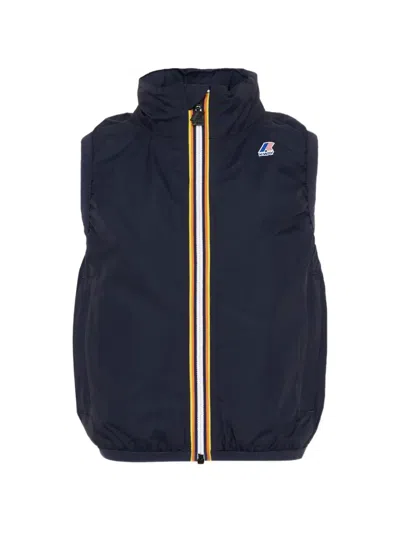 K-way Kids' Rouland Logo-patch Zip-up Gilet In Blue