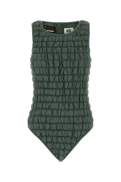 K-way Sage Green Nylon Mini Bodysuit For Women In Multi