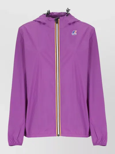 K-way Short Hooded Jacket Waterproof Zip Pockets In Purple