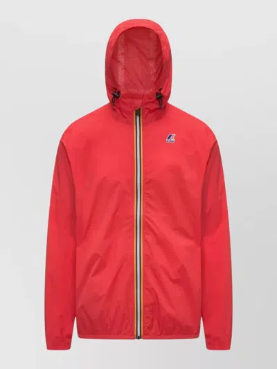 K-way Short Hooded Jackets Elastic Cuffs Lightweight In Red
