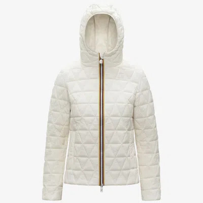 Kway Short Quilted Jacket Woman  Lil Diamond Quilted Warm White With Padded Hood In Neutral