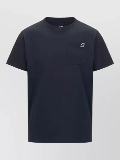 K-way Short Sleeve Crew Neck Top Chest Pocket In Blue