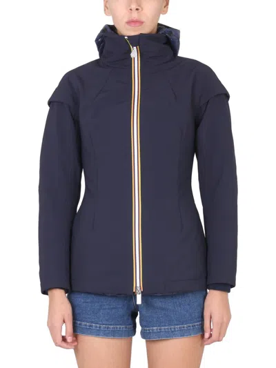 K-way Short Zippered Windbreaker With Structured Fit In Blue