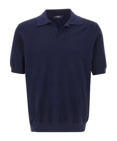 K-way Short-sleeved Knit Polo Shirt In Blue