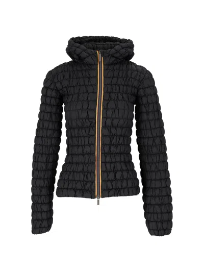 K-way Shyda Tech Warm Corto Quilted Hooded Jacket In Black