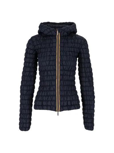 K-way Shyda Tech Warm Corto Ruched Short Jacket In Blue