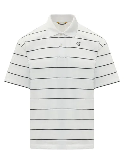 K-way Sleeveless Mini Polo With Subtle Stripes In White-blue Depth