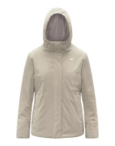 K-way Soft Touch Fleece Jacket In Beige Cashmere-grey Goat
