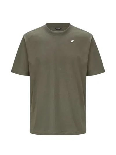 K-way Solo Logo-patch Crew-neck T-shirt In Green