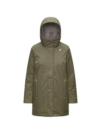 K-way Sophie Hooded Logo-patch Jacket In Green