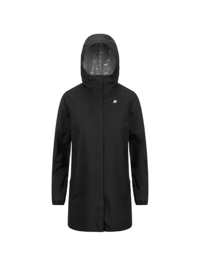 K-way Sophie Hooded Parka Coat In Black