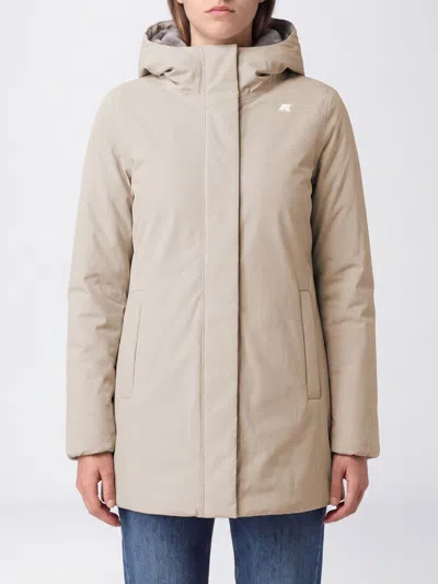 K-way Sophie Short Hooded Jacket, Padded And Waterproof In Technical Fabric In Neutral