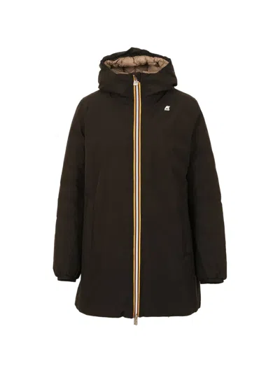 K-way Sophie St Thermo Reversible Hooded Coat In Black