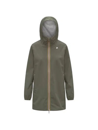 K-way Sophie Zip-up Coat In Green