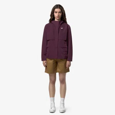 K-way Sophile Rain Jacket Woman Lucida Media Length Spring Summer Viole Mauve Wine K71432w_345 In Purple