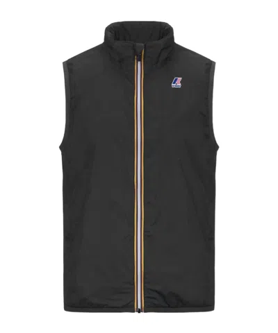 K-way Stand-collar Zip-up Vest In Black