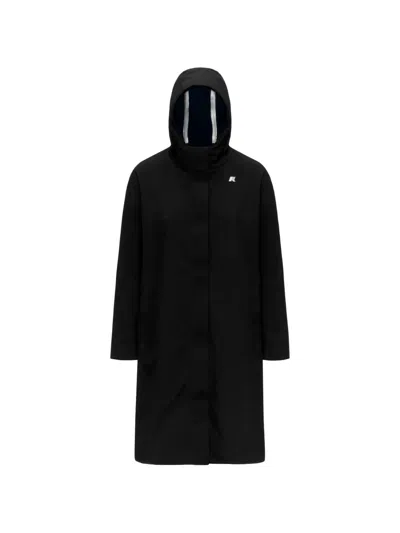 K-way Stephale Hooded Logo-patch Coat In Black